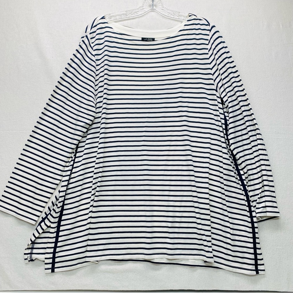 J. Jill Wearever Collection XL Petite Navy and White Striped Top Stretch Casual